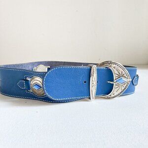 Vintage Leather Rhinestone Unique Western Wide Thick Boho Belt M